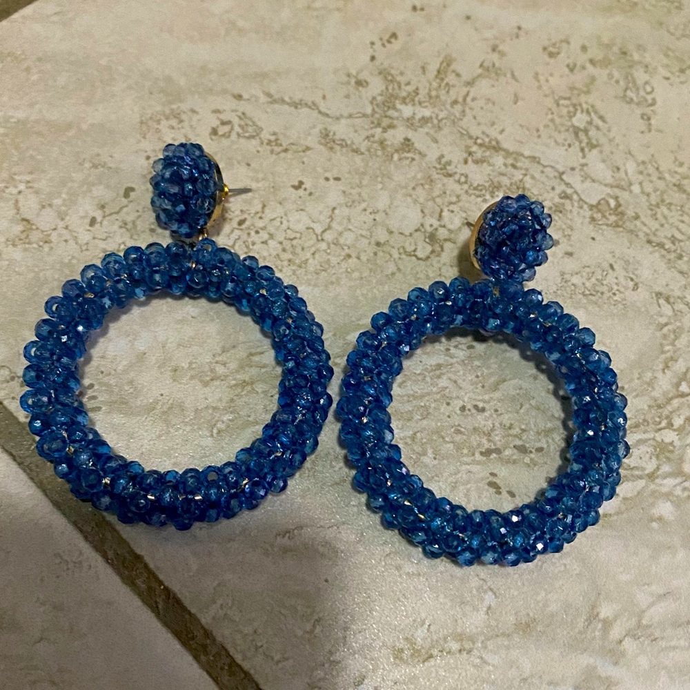 Blue hoop earrings